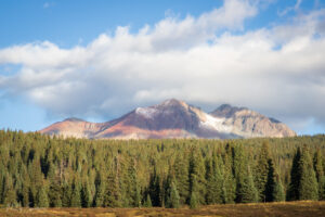 Mountain, Trees, Blue Sky