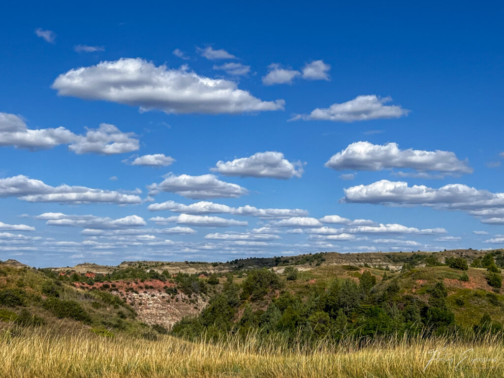 Landscape with blue sky and clouds