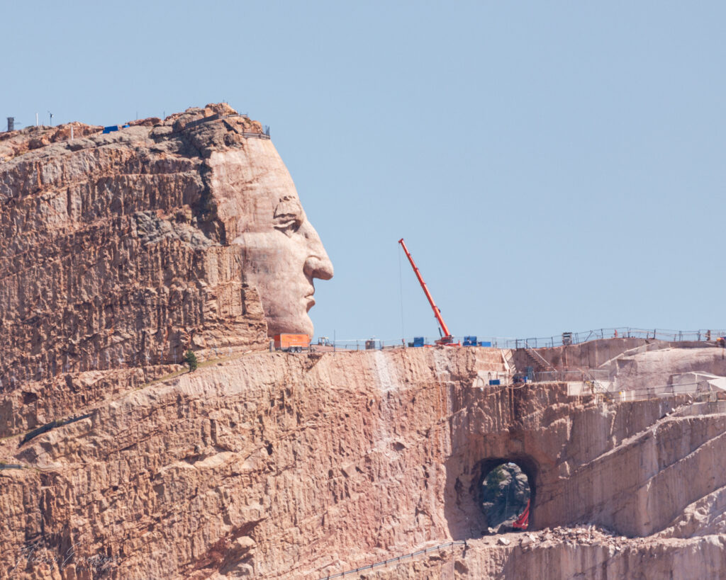 Monument of Crazy Horse carved in mountain