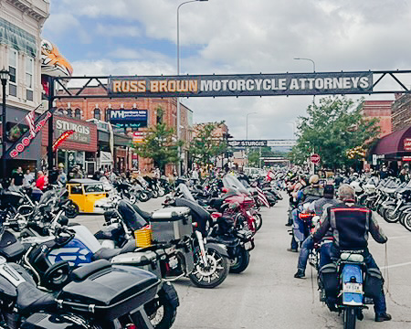 Motorcycles in downtown area