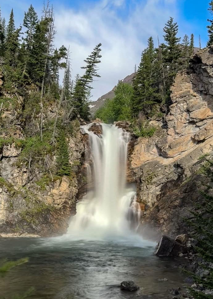 Waterfall in a rocky landscape