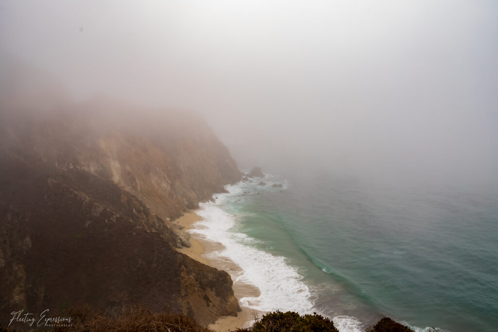 Foggy view of along the coast in California