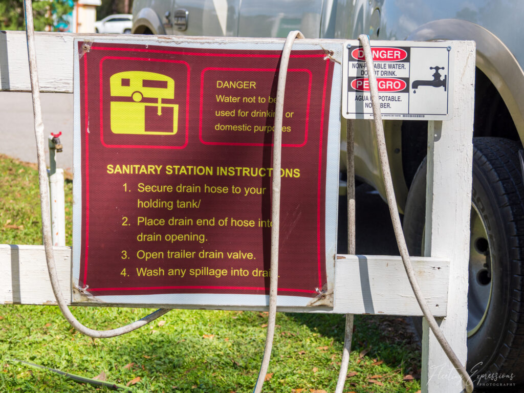 waste disposal sign at a dump station